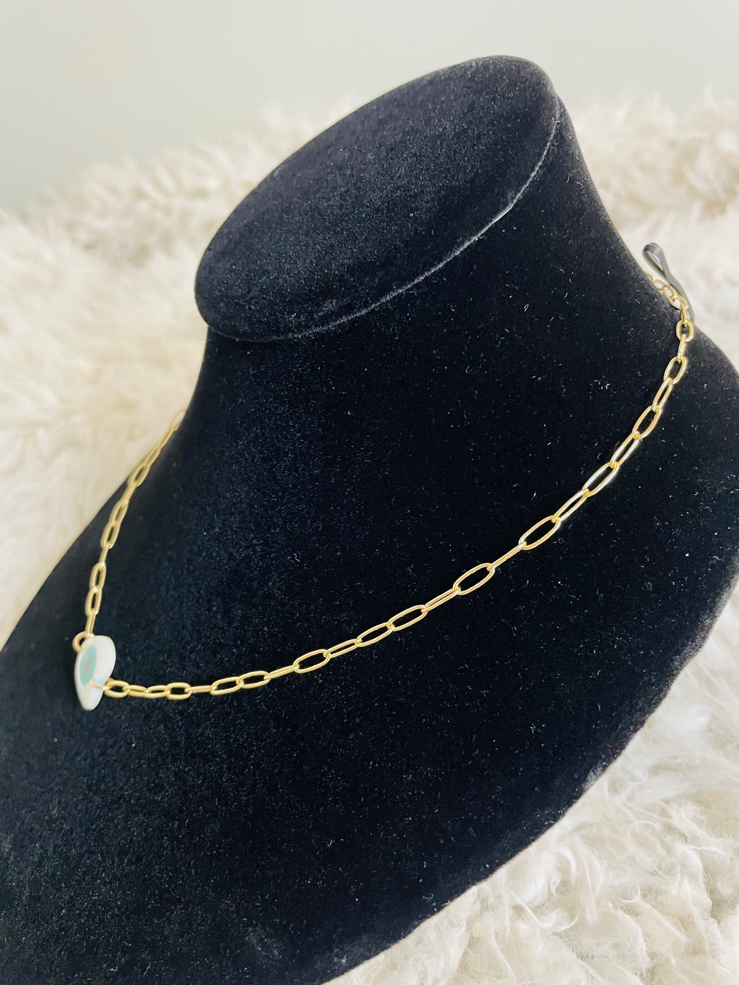 14k Gold-Plated Blue Evil Eye Heart Necklace