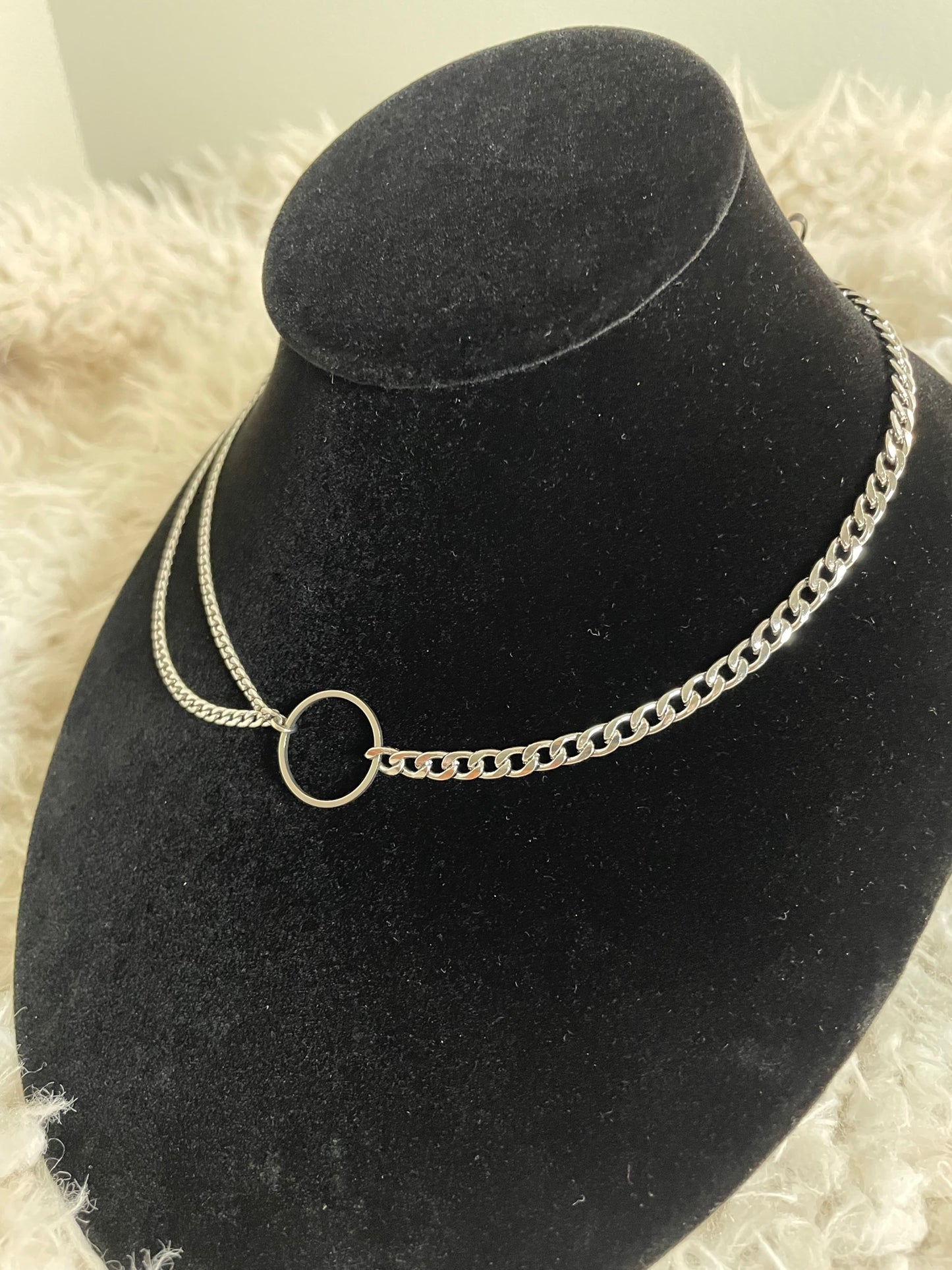 Gothic Stainless Steel Ring Pendant Necklace - Dark Elegance