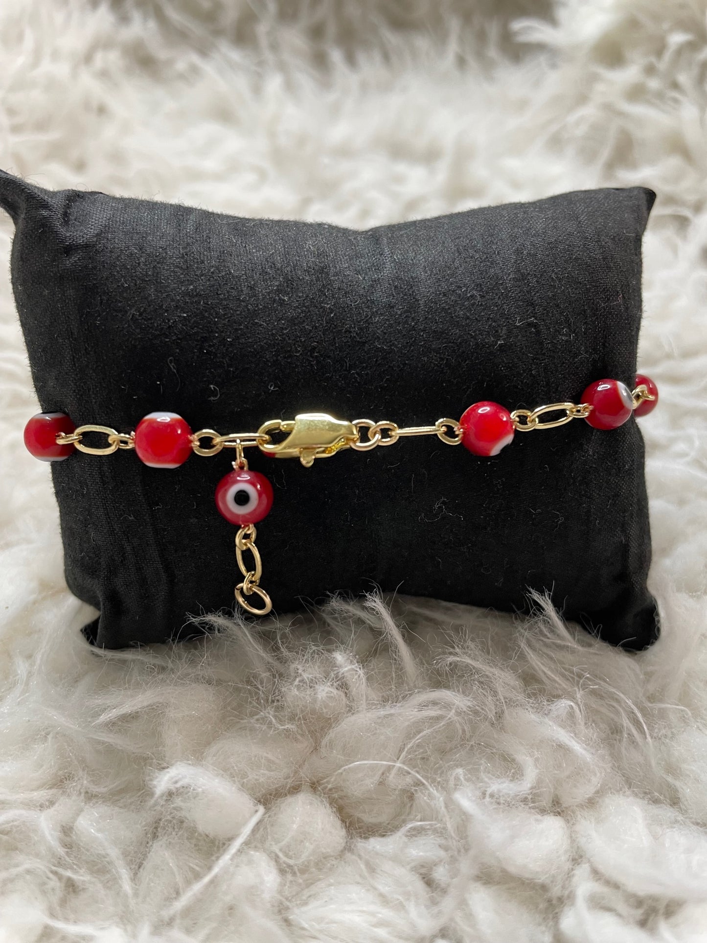 14k Gold-Plated Red Evil Eye Beaded Bracelet - Timeless Protection